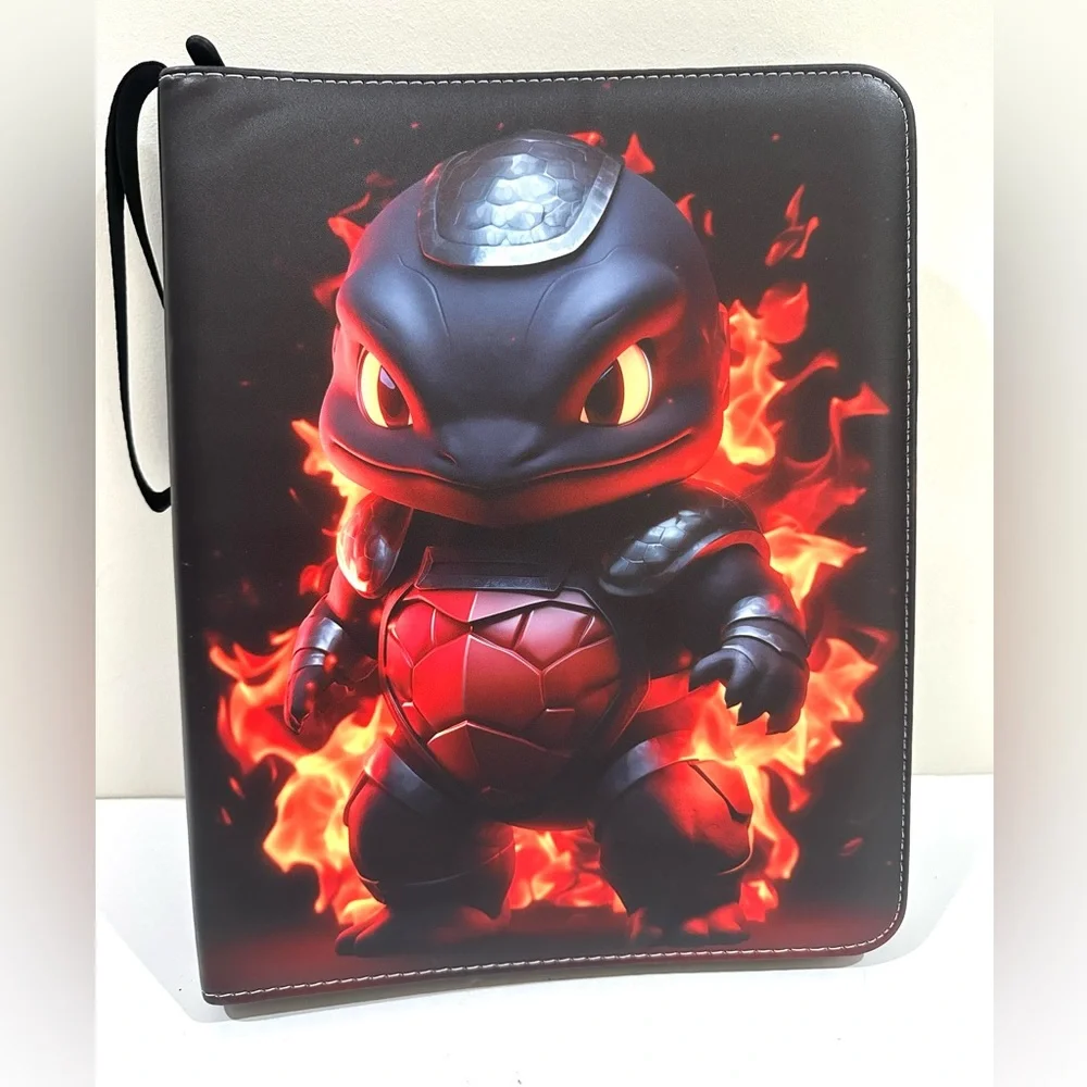 New Fire Dragon Turtle Pokemon Flaming Card Binder Zip Closure 900 Cards